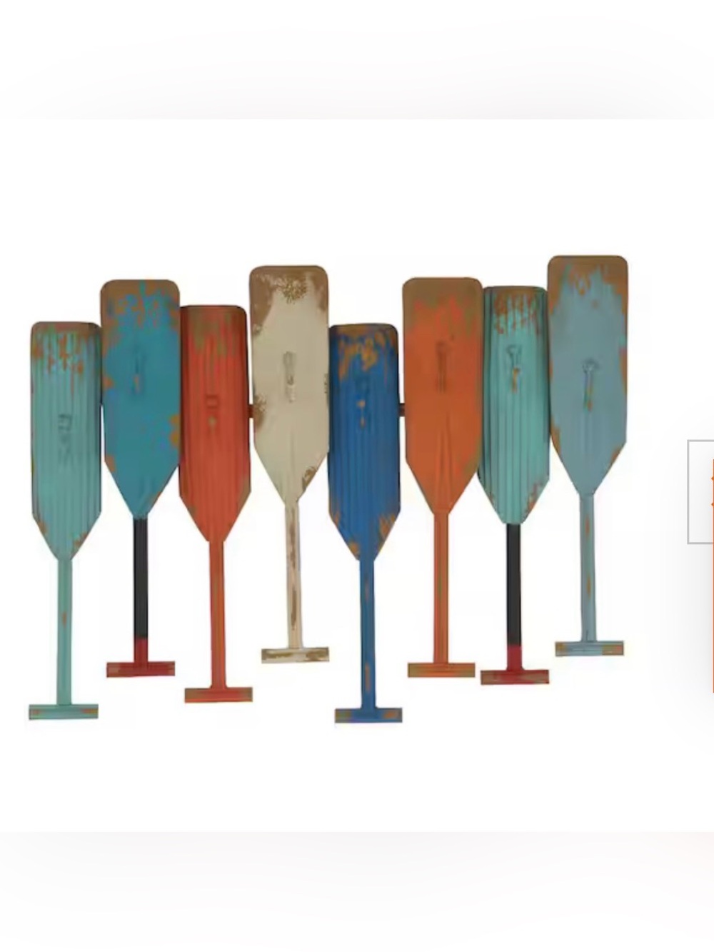 Coastal Distressed Multi-Color Oar Wall Hook Rack boathouse poolside towels - Picture 2 of 13
